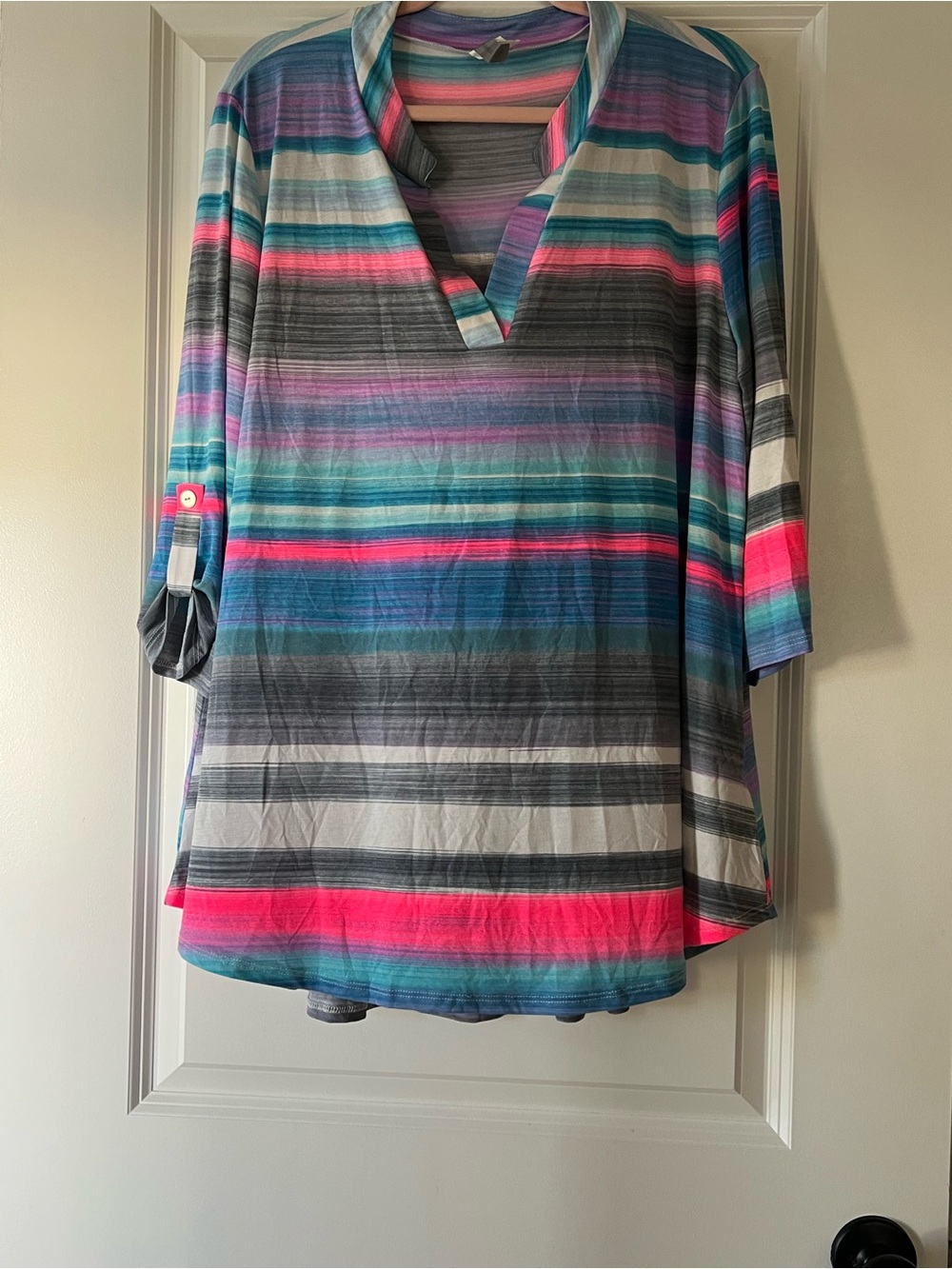 Honey Me Curvy Striped V-Neck Tunic in Multicolor